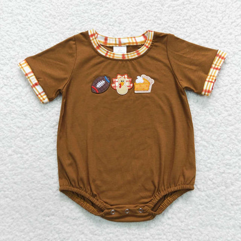 SR0417 baby boy clothes turkey embroidery baby thanksgiving bubble