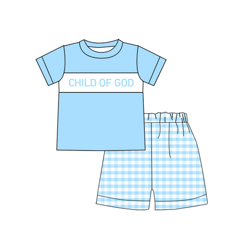 Order Deadline:25th May.. Split order baby boy clothes  child of god boy summer shorts set