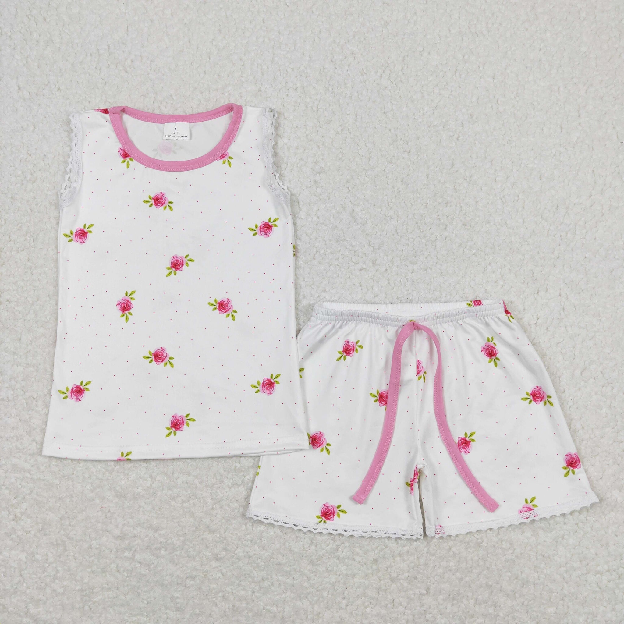 GSSO0694 baby girl clothes pink floral toddler girl summer outfit baby summer shorts set