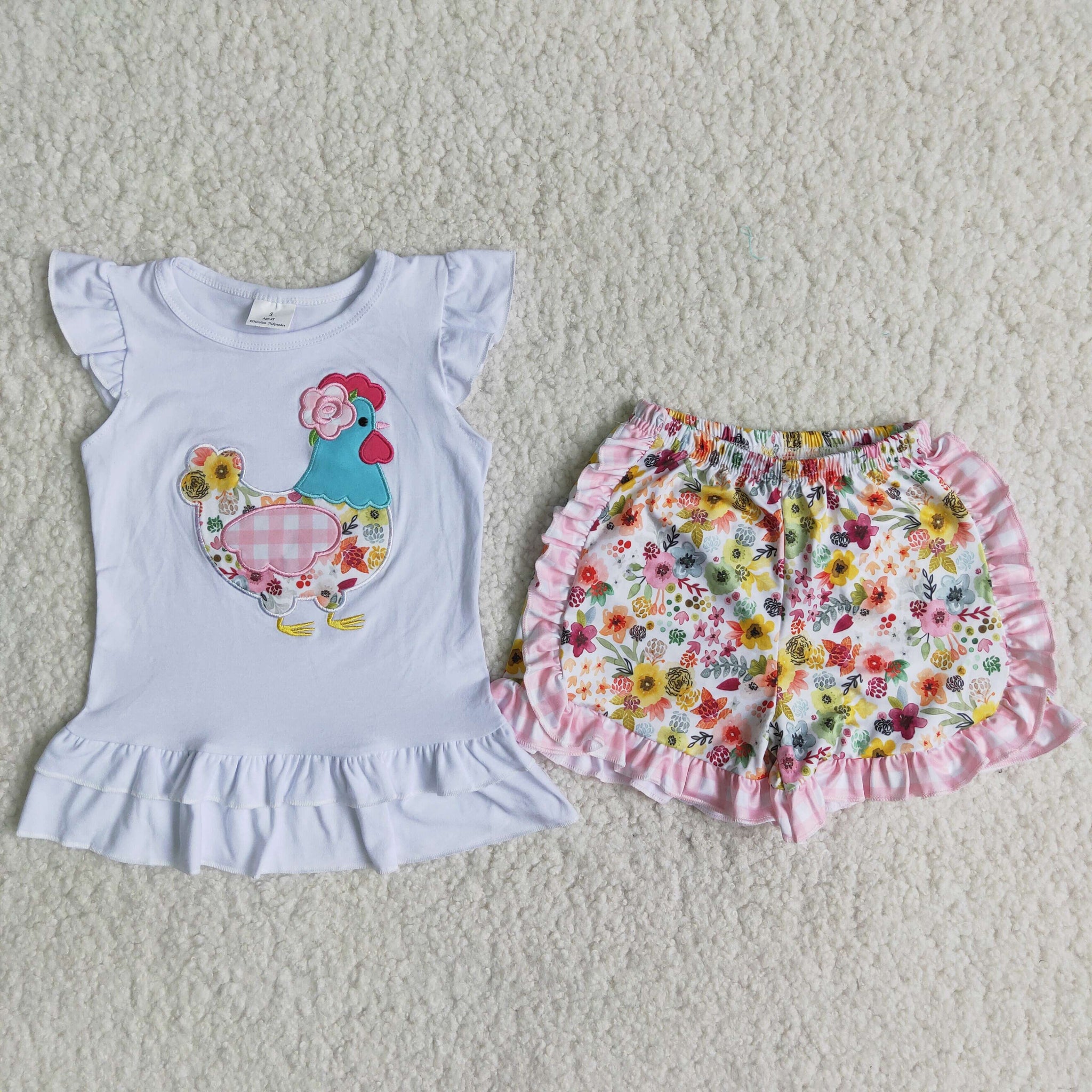 A16-10 baby girl clothes farm embroidery boy summer shorts set-promotion 2024.5.3 $5.5