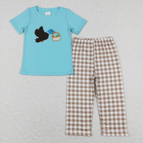 BSPO0216 toddler boy clothes mallard duck egg boy easter outfit