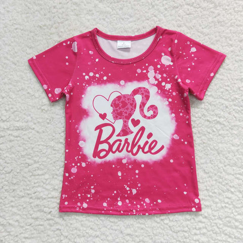 GT0293 baby girl clothes hot pink girl summer tshirt
