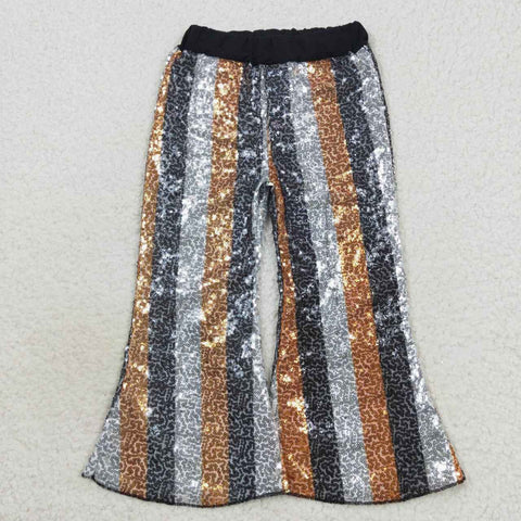 P0278 kids clothes girls stripe sequin bell bottom pant