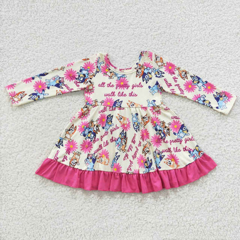 GLD0214 baby girl cothes cartoon girl winter dress