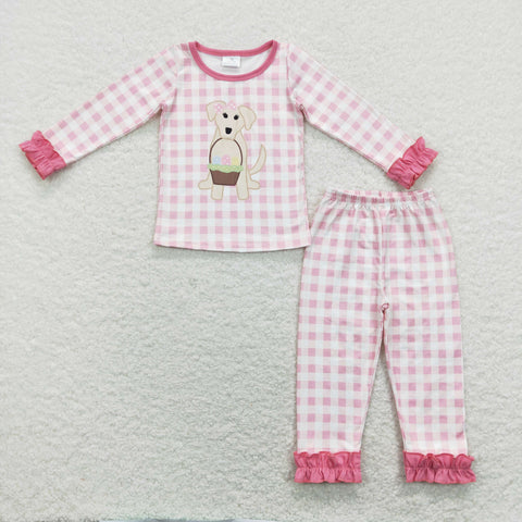 GLP1036 baby girl clothes girl easter pajamas set dog egg toddler easter clothing set