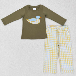 BLP0335 toddler boy clothes mallard duck embroidery boy winter set
