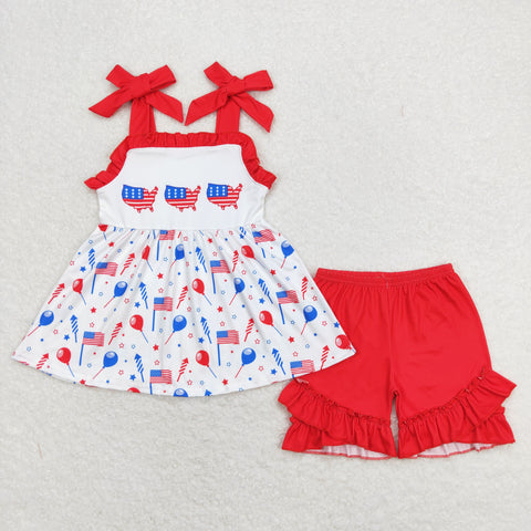GSSO0679 RTS baby girl clothes 4th of July patriotic toddler girl summer outfit (print svg)