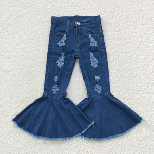 P0133 teenage girls clothing girls bell bottom pants blue flare pant girl jeans