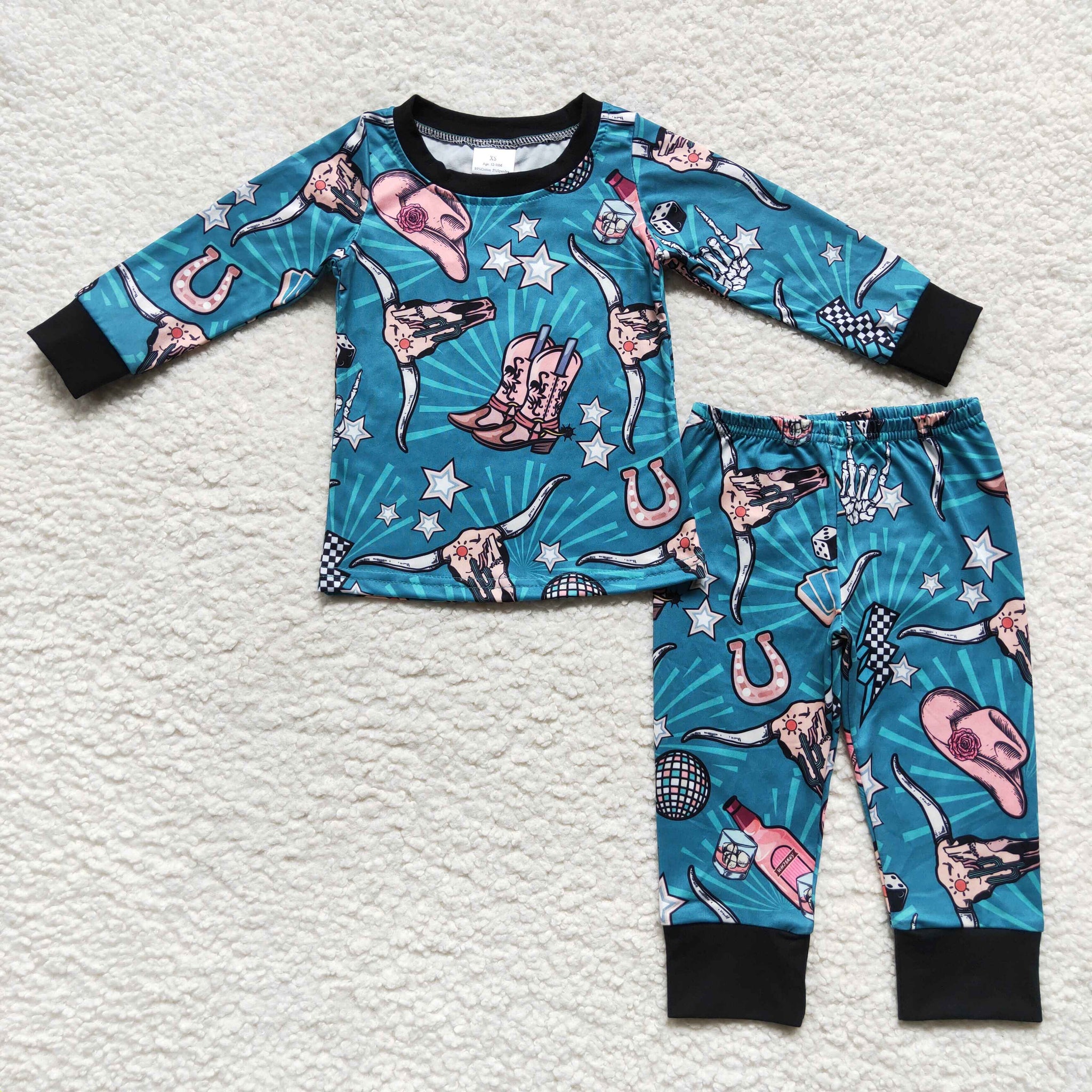 BLP0305 toddler boy clothes western boy winter pajamas set