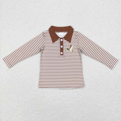 BT0404 kids clothes boys mallard duck embroidery hunting clothes boy winter top shirt