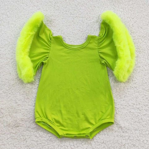 SR0413 baby girl clothes velvet green christmas bubble