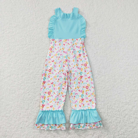 SR0966 baby girl clothes blue leopard print girl summer jumpsuit