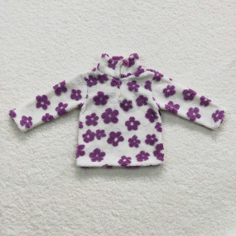 GT0265 baby girls clothes purple flower girl winter coat jacket