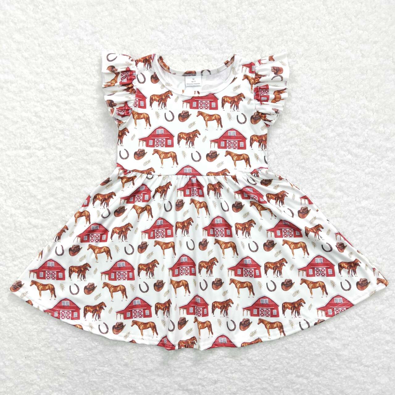 GSD0518 baby girl clothes farm horse girl summer dress toddler twirl dress