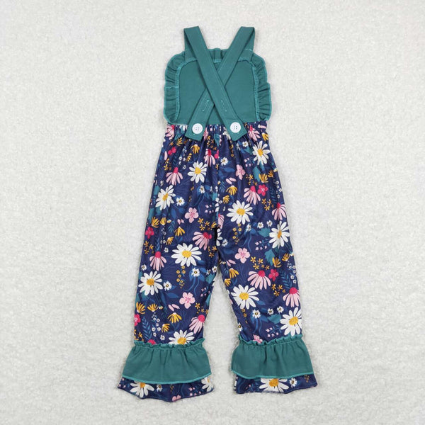 SR0964 baby girl clothes green flower girl summer jumpsuit