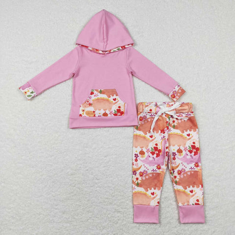 GLP0865 RTS toddler girl clothes dinosaur girl valentines day outfit