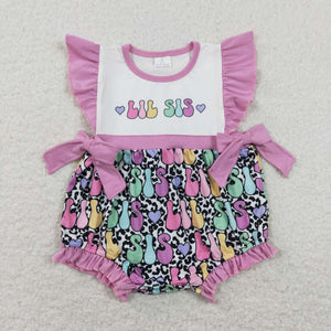SR0867 baby girl clothes leopard print little sister girl summer romper