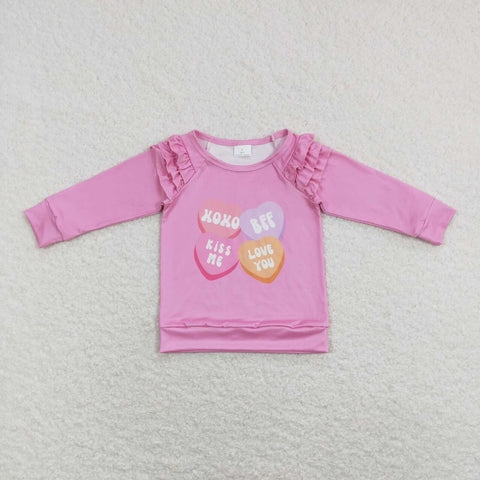 GT0425 baby girl clothes love valentines day T-shirt girl valentines day clothes top long sleee ruffles shirt