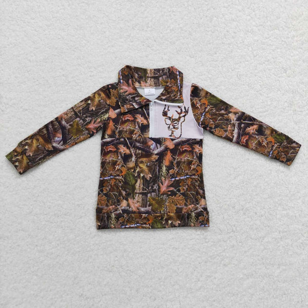 BT0331 toddler boy clothes hunting camo deer boy winter zipper top