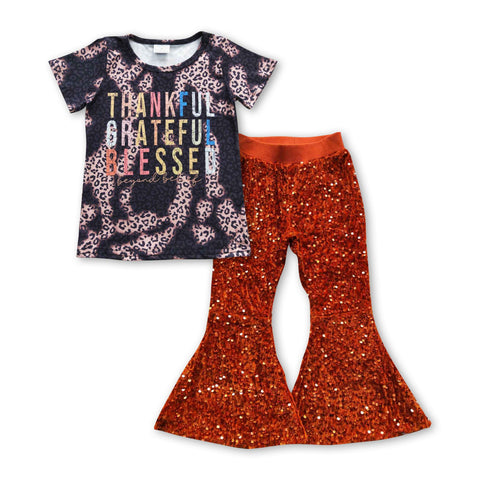 GSPO0705 toddler girl clothes red thankful thanksgiving outfit