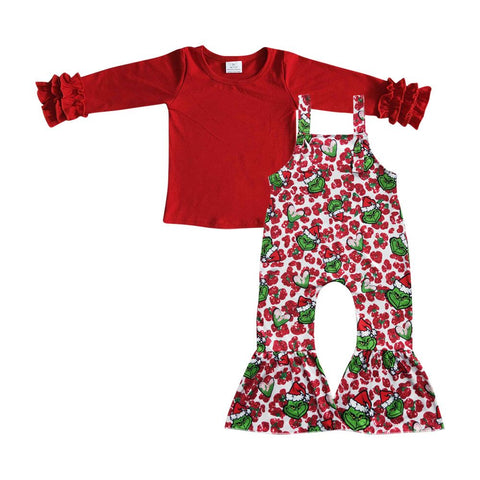 GLP0462 toddler girl clothes red girl christmas outfit