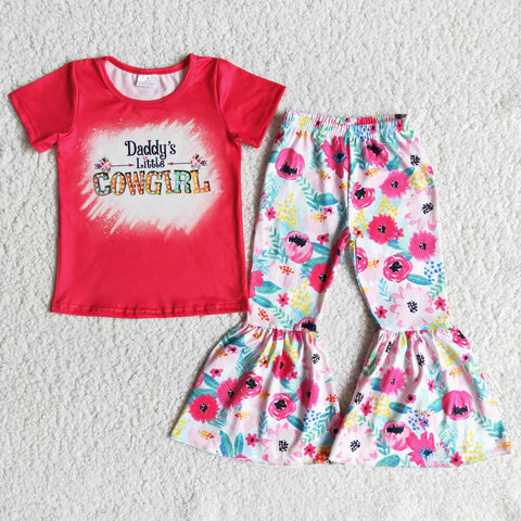 B1-26 toddler girl clothes daddy's cow girl girl bell botton outfit-promotion-promotion $2.99 2024.4.13