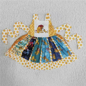 B13-10 baby girl clothes lion cartoon summer twirl dress-promotion 2023.12.30