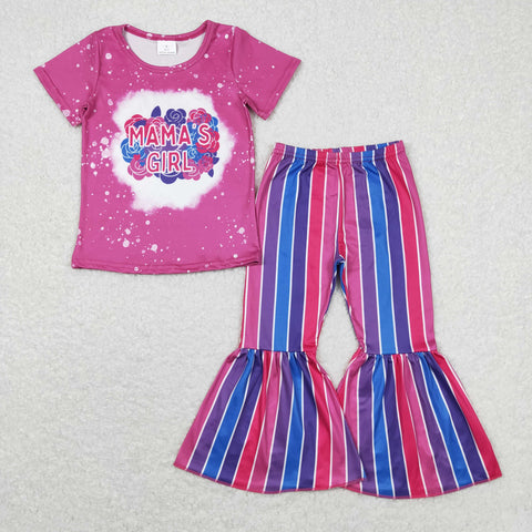 GSPO1373 baby girl clothes mama’s girl stripe girls bell bottoms outfit spring fall outfit
