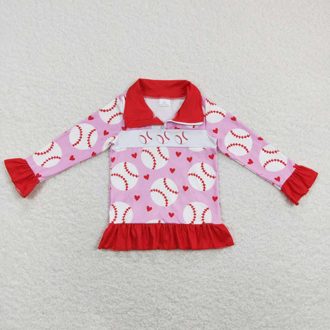 GT0429 baby girl clothes girl baseball shirt embroidery toddler baseball clothes