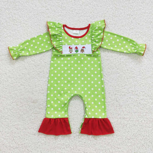 LR0387 baby girl clothes embroidery christmas romper