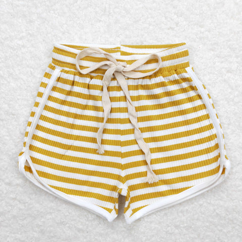 SS0287 RTS toddler clothes cotton yellow stripe baby girl summer shorts