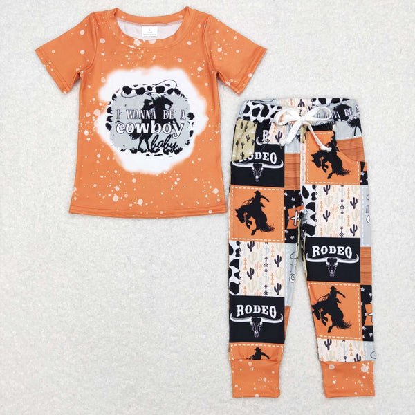 BSPO0209 baby boy clothes i want be a cowboy westerb clothing boy fall spring outfit