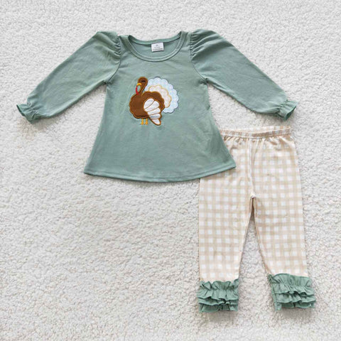 GLP0534 todder girl clothes embroidery turkey girl thanksgiving outfit