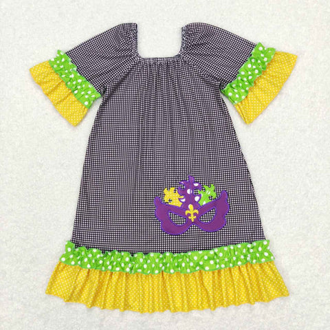 GSD0499 kids clothes girls mask embroidery girl mardi gras dress