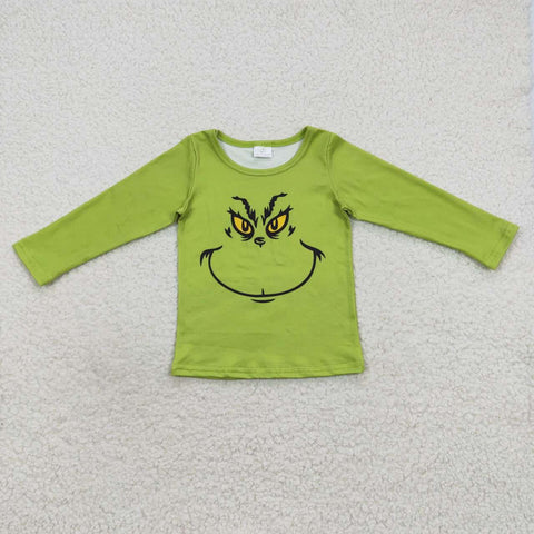 BT0256 toddler boy clothes green boy christmas top