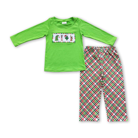 BLP0176 toddler boy clothes green boy christmas outfit