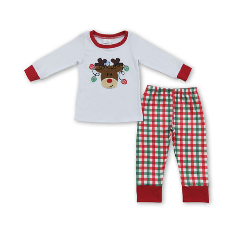 BLP0218 toddler boy clothes deer embroidery  boy christmas outfit