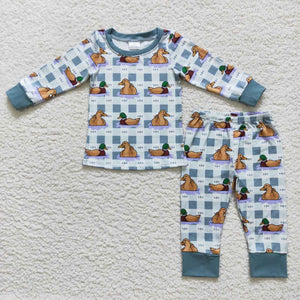 BLP0329 toddler girl clothes mallard duck boy winter pajamas set