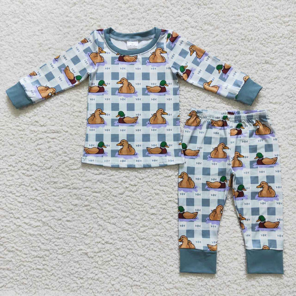 BLP0329 toddler girl clothes mallard duck boy winter pajamas set