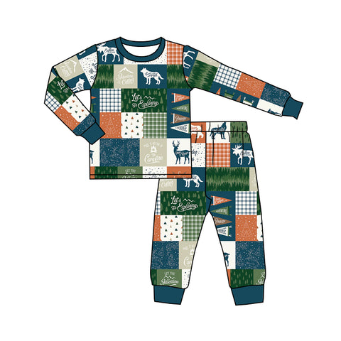 BLP0369 pre-order toddler boy clothes deer boy winter pajamas set