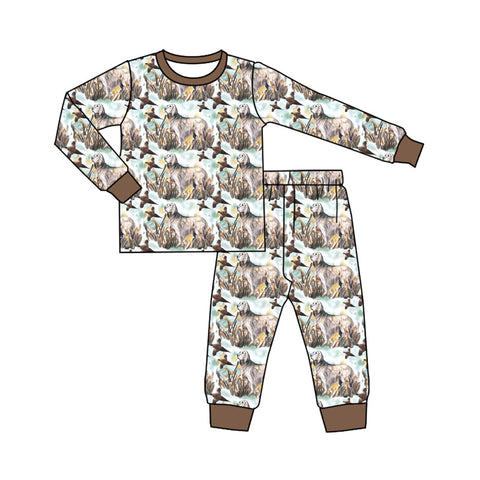 BLP0462 pre-order 3-6M to 7-8T toddler boy clothes hunting boy winter pajamas outfit-2024.5.16