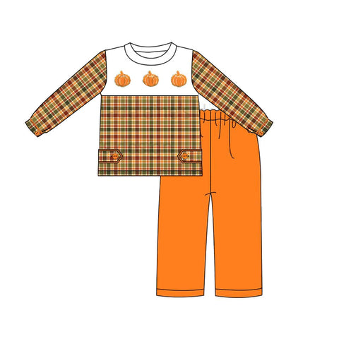 BLP0468 pre-order 3-6M to 7-8T toddler boy clothes pumpkin boy winter  outfit-2024.5.27