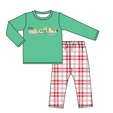 BLP0598 pre-order  toddler boy clothes excavator boy christmas winter set-2024.7.8