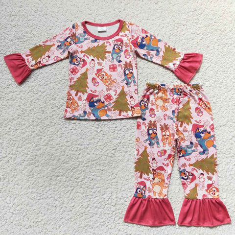 GLP0622  toddler girl clothes girl christmas pajamas set