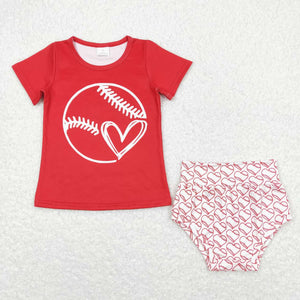 GBO0244 baby girl clothes baseball outfit toddler summer bummies set