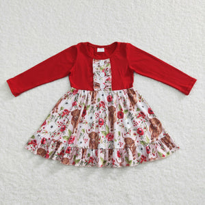 GLD0322 baby girl clothes red highland girl winter dress
