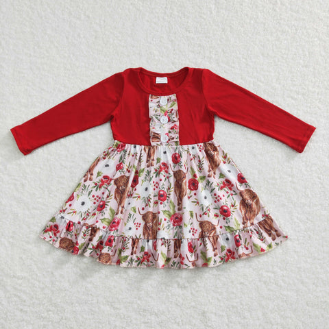 GLD0322 baby girl clothes red highland girl winter dress