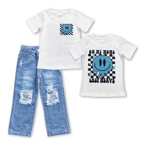 BSPO0192 toddler boy clothes set boy denim jeans outfit