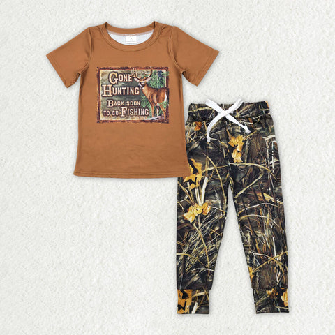 BSPO0377 baby boy clothes elk hunting  boy fall spring outfit