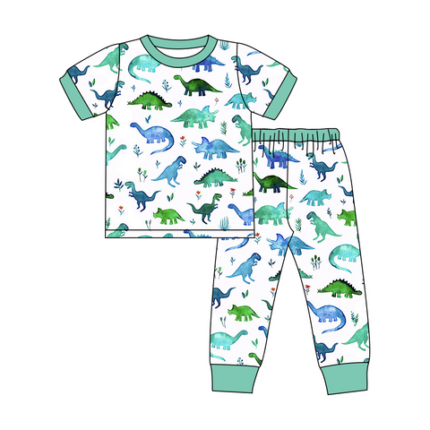 BSPO0388 pre-order 3-6M to 7-8T baby boy clothes dinosaur boy fall spring pajamas outfit